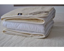 Merino wol matras topper pad - 90 x 200 cm - Fleece onderdeken - Wol en katoen