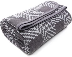 Merino wollen deken - warme woondeken - 1 stuk - Houndstooth Grey - 160 x 220 cm