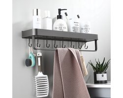 Merkloos Merkloze grijze badkamerplank voor douche - 40cm, zelfklevend/boorbaar