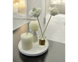 Merkloos - Moderne kaarsenstandaard , Bloemenmeisje, Geurkaars, Diffuser & Dienblad – Perfect voor Decoratie