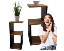 Merkloos Nachtkastje Loft Stijl - Wit met Eiken of Zwart met Eiken