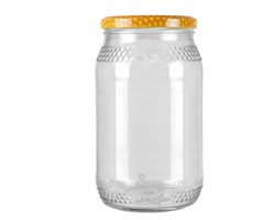 Merkloos PSZCZOŁA PLASTER MIODU - Glazen Pot - 900ml - Zes Punts Deksel