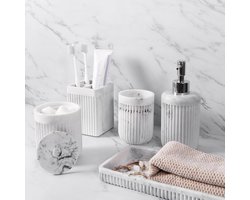 Merkloos® Stijlvol badkameraccessoire-set met marmerpatroon en praktische opbergoplossingen