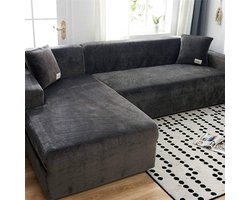 Merkloos® Stretchbare en Wasbare Hoekbankhoes voor L-vormige Banken in Grijs