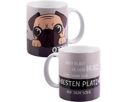 Merkloze Mok met Duitse Tekst 'Pug Otto!' - Keramiek 320 ml