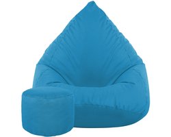 Merkloze Zitzak XL Blauw - Comfortabele Poef met Gratis Voetenbankje