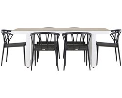 MerloStina tuinmeubelset 1 eettafel, 6 stoelen wit.
