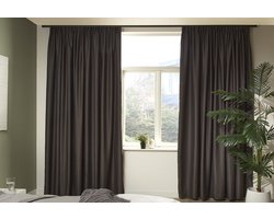 Mesa Living Verduisterende Gordijnen - Donkergrijs - Gordijnen kant en klaar met Haakjes - 150 x 250cm