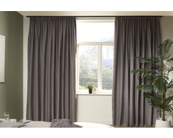 Mesa Living Verduisterende Gordijnen - Lichtgrijs - Gordijnen kant en klaar met Haakjes - 150 x 250cm