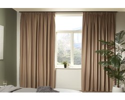 Mesa Living Verduisterende Gordijnen - Taupe - Gordijnen kant en klaar met Haakjes - 300 x 250cm