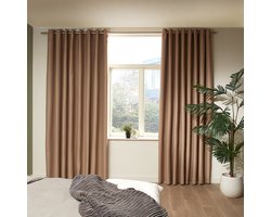 Mesa Living Verduisterende Gordijnen - Taupe - Gordijnen kant en klaar Ringen - 150 x 250cm