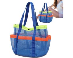 Mesh Doucherek - Douche Organizer - Spullen Meenemen - Grote Capaciteit - Meerdere Vakken - Blauw
