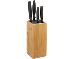 messenblok zonder messen - bamboe - universeel - met borstel - 23 x 10,5 x 10,5 cm