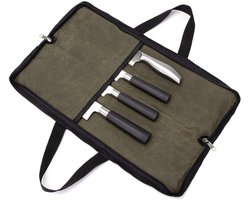 Messenkoker - Koksmessentas - Dubbele rits - Keukengereedschap - Messentas - Messenopbergtas, geschikt voor keukengereedschap (militair groen)