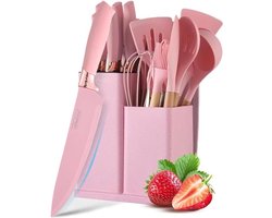 Messenset 19-Delig - Roze Keukengereedschap - Roestvrij Staal en