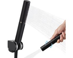 Messing 2-in-1 handdouche en sproeier - Hogedruk handdouche met slang en ABS-houder, matzwart Douchekop + douchestandaard