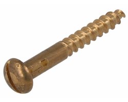 Messing houtschroef 3,5x16 - Bolkop BK - messing blank - per zak a 10 stuks