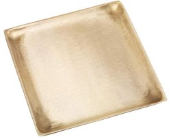 Messing Kaarsenbord - Kaarsenplateau Onderzetter - Decoratie Huis - Handgemaakt Kwaliteit - 11x11cm - Goud Mat