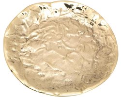 Messing kaarsenplateau goud gepolijst Ø 12,5 cm met decoratief patroon