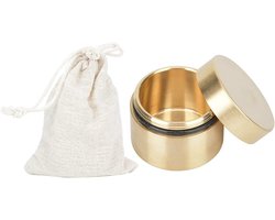 Messing Opbergdoos Waterdichte Mini Pill Organizer Metalen Sieraden Opbergdoos Losbladige Thee Opbergdoos Met Stoffen Tas Voor Binnen En Buiten(M)