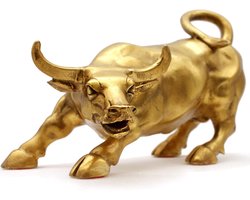 Messing Stier Beeldje - Wall Street Bull Art Decor - 1 stuk - 100% messing - 12,5 cm