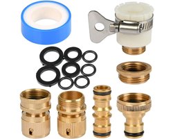Messing stretch rekbare tuinslangkranen - kraanadapteraansluitingen - 1/2 inch en 3/4 inch - 2-in-1 bus schroefdraad waterkraan adapter - 3/4 inch tuinslangaansluiting - tuinaccessoires