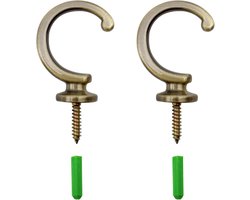 Messing Tie Back Haken voor Gordijnen - Set van 2 - Decoratieve Gordijn Tiebacks met Expansie Buis - Bevestiging voor Raam en Douchegordijnen