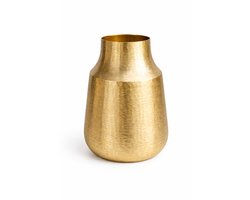 Messing Vaas Goud – Ø22 x H30 cm – Luxe Metalen Design – Hamerslag Structuur – Moderne Woondecoratie