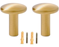 Messing Wandhaak - Koperen Haak Kapstok - Handdoeken Ophangen - Massief Messing - 10x10x10 mm - Goudkleurig
