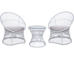 MESYNA - Bistro set - Wit - Rotan