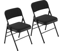 Met stof beklede klapstoelen set van 2, robuuste, stoelen met stalen buisconstructie, inclusief kussen, ruimtebesparend, gemakkelijk te transporteren, ideaal voor kantoor, keuken, tuin, evenementen