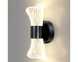 Met transparante acryl lampenkap LED wandlamp – Creatieve op en neer wandlamp – Bedlamp - Nachtlamp – Muurlamp - Wandlamp binnen – Wandlampen binnen woonkamer - Zwart