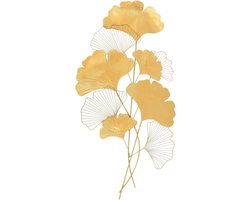 Metaal gingko blad, 55 x 110 cm wandsculpturen, wandobject metallic shabby ijzer deco cadeau, 3D decoratie goud, metalen afbeelding, decoratie, woonkamer decoratie, aantrekkelijk cadeau