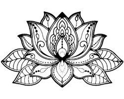 Metaal Wanddecoratie Lotus Bloem Mandala Zwart Holle Vorm voor Woonkamer Slaapkamer Yoga Studio (40x25cm)