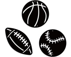 Metal Baseball Basketball Football Wanddecoratie - Sporten Muurkunst Hangend Decor - Sportkamer Sculpturen Beelden voor Thuis Slaapkamer Woonkamer, 18x18