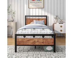 Metal Bed Frame Single met Hoofdbord - Stevige Slaapoplossing voor eenpersoonskamers