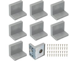 Metal Corner Brackets - 8 Pack L Shape Bracket - Right Angle Shelf Holder - Shelf Support met Plastic Cover en Schroeven voor Fixing Drawer Wooden Shelves Cabinet Frame - Gray