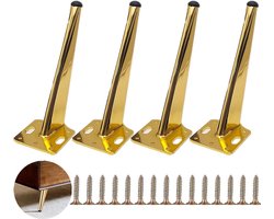 Metal Gold Furniture Feet - Modern 18 cm for Coffee Table TV Furniture and Bathroom Cabinet - with Screws, Floor Protection, Silent Non-Slip Bottom Furniture Legs Adjustable Furniture Foot