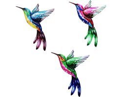 Metal Hummingbird Wall Decoration - Set of 3 - Garden Decoration for Living Room - Sculpture Statues Home Decorations