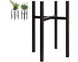 Metal Plant Stand Black Adjustable Width 25-40cm - Large Flower Pot Stand for Indoor and Outdoor Balcony Garden