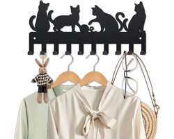 Metal Wall Hooks voor Cats - 40 x 25 cm - Wool Ball - Four Playful Cats - Wandhaakjes - Sleutelhangers voor Jassen - Hoeden - Handdoeken - Tassen - Sleutels