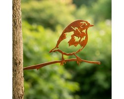 Metalbird Roodborstje - Tuindecoratie buiten - Cortenstaal - 25x13cm - Lifestaal