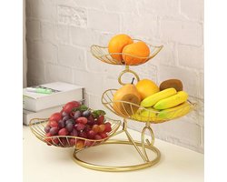 Metalen 3-Tier Fruit Mandhouder - Decoratieve Fruit Bowl Stand in Goud