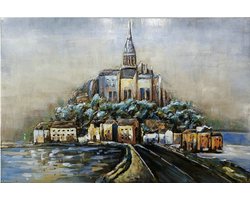 Metalen 3D schilderij Mont Saint Michel Frankrijk 60 cm x 90 cm - schilderij - metal - muurdecoratie - wall - deco - kunst - wanddecoratie - metaal - wandschilderij - decoratief - interieur - cadeau - geschenk - gift - verjaardag - kerst - nieuwjaar