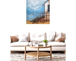Metalen 3D schilderij strandhut klein 60 cm x 60 cm - schilderij - metal - muurdecoratie - wall - deco - kunst - wanddecoratie - metaal - wandschilderij - decoratief - interieur - huis - cadeau - geschenk - gift - verjaardag - nieuwjaar - kerst