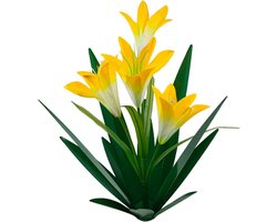 Metalen agave lelieplanten als buitendecoratie- 13-8 inch metalen agaveplanten met leliebloemen voor in de tuin- rustieke tequila sculptuur als landschapsdecoratie voor in de tuin en op het terras (geel)