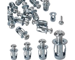 metalen ankers 60 stuks Jack Nuts Petal Nuts M4 M5 M6 M8 hollewandpluggen set expansie groef pluggen met schroeven assemblage bevestigingen voor dunne muren, holle deuren plaatstaal