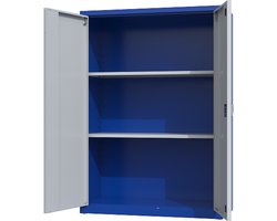 Metalen archiefkast - 130x92x42 cm - Blauw / grijs - Met slot - draaideurkast, kantoorkast, garagekast - AKP-107 - Povag