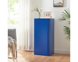 Metalen archiefkast met 1 deur en verstelbare planken – 88x40x35 cm – Blauw