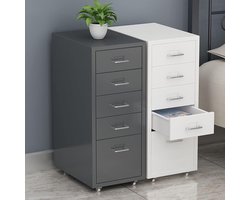 Metalen Archiefkast Onder Bureau met 5 Lades – Mobiele Ladekast voor A4 / Juridische Bestanden – Veilig en Compact met Sleutelslot en Zwenkwielen – Robuuste 1,4 mm Stalen Kast – Efficiënte Kantoororganisatie